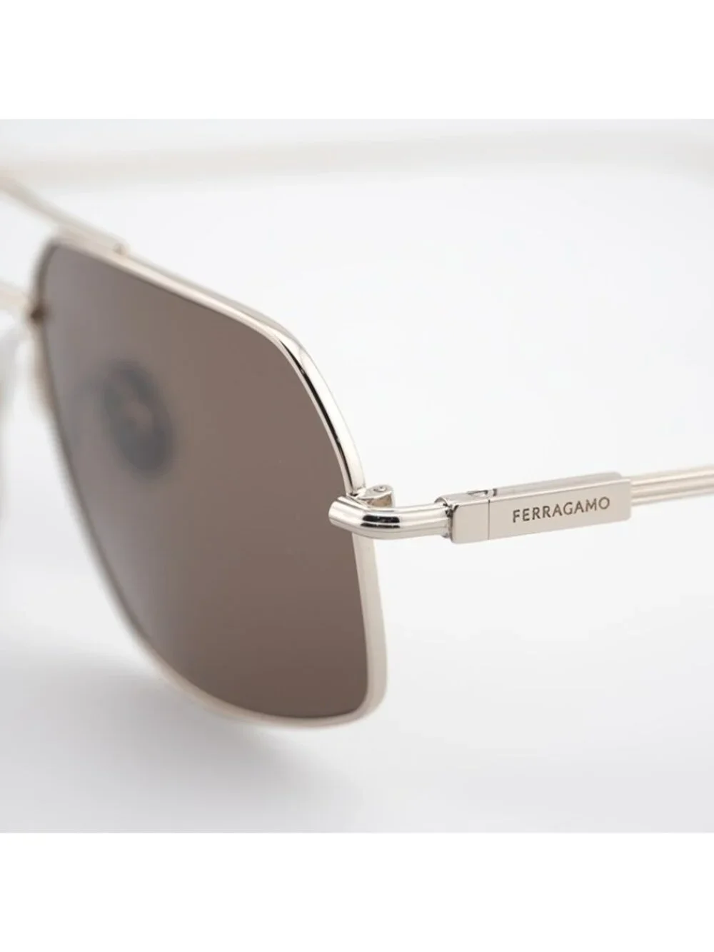 Salvatore Ferragamo SF313S 745 Sunglasses Gold Aviator Frame, Brown Lenses